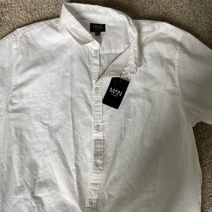 White short sleeve cotton button up